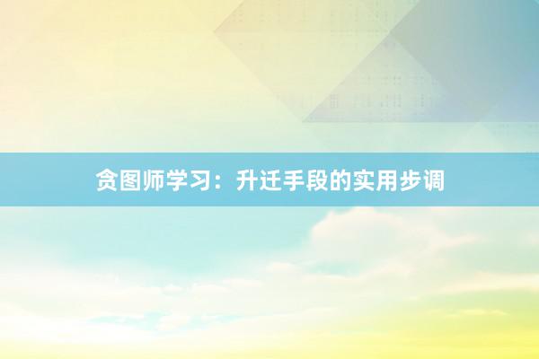 贪图师学习：升迁手段的实用步调